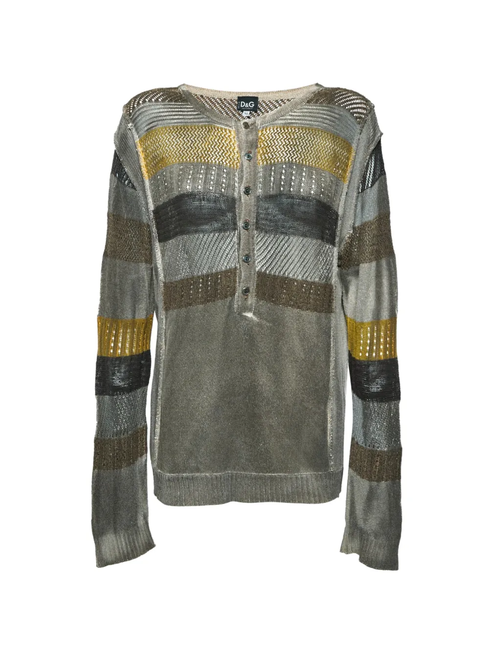 D&G PreOwned striped half-button sweater in Grey