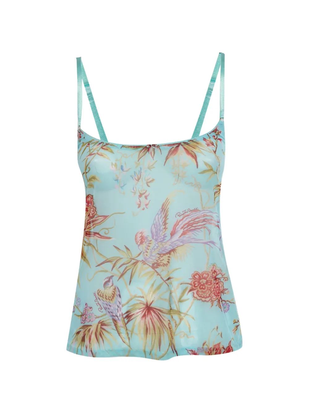 Pre-owned Roberto Cavalli Vintage Bird-print Camisole In Blue