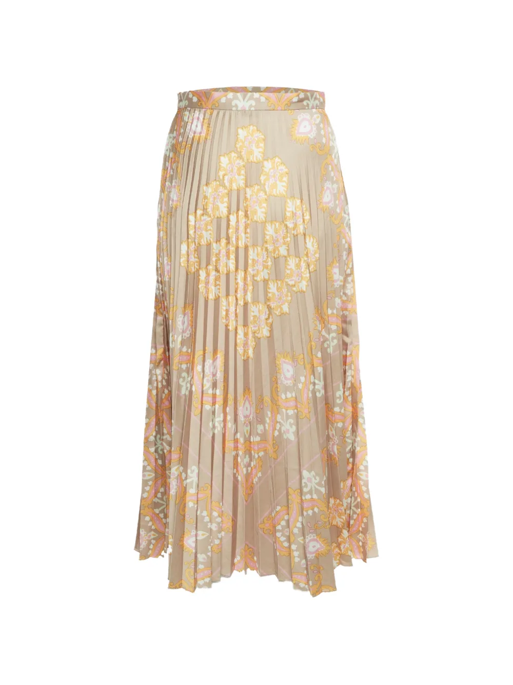 SANDRO Fulgence floral-print pleated midi skirt - Toni neutri