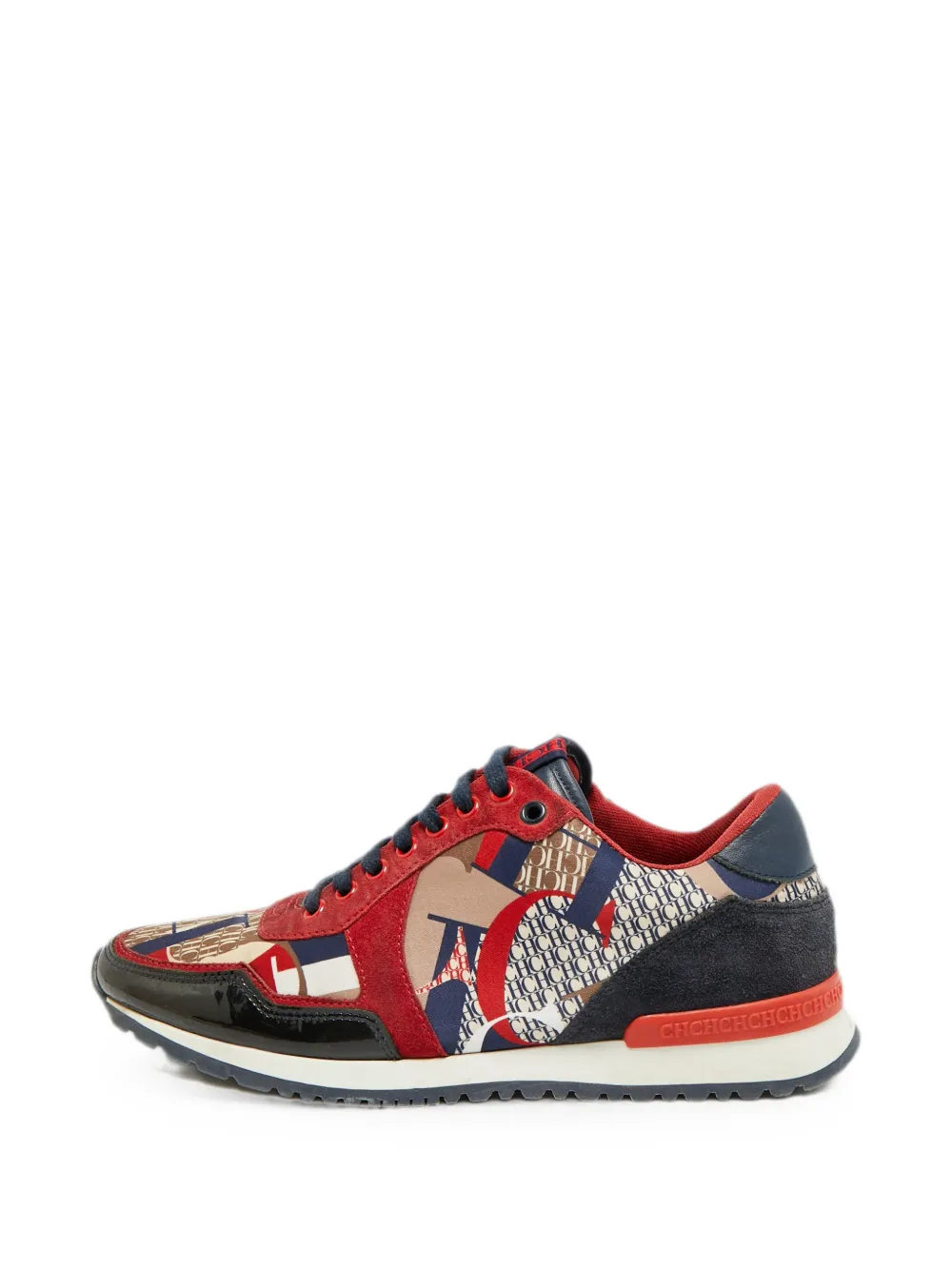Carolina Herrera Vintage baskets basses en veau velours à fini satiné - Rouge Carolina Herrera Vintage baskets basses en veau velours à fini satiné - Rouge