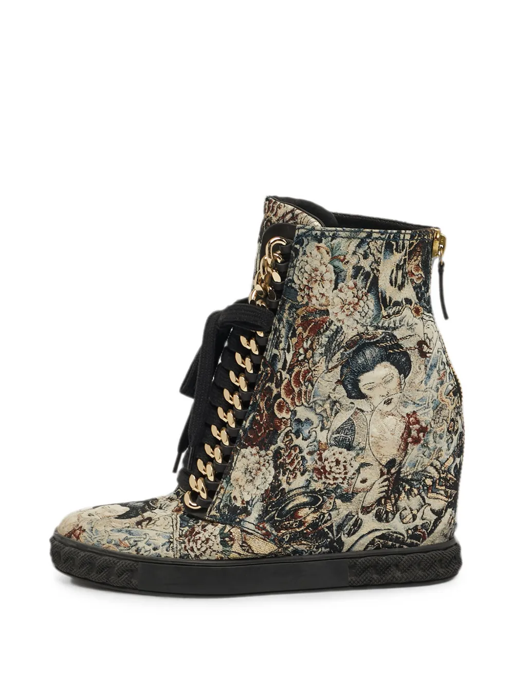 Casadei chain-link brocade wedge sneakers - Nude