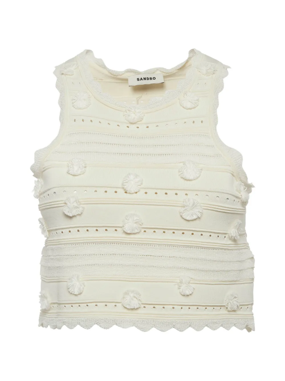 SANDRO pom-pom cut-out top - Toni neutri