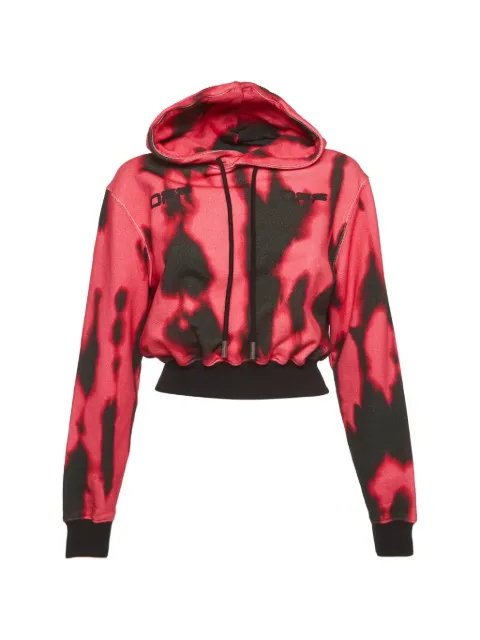 Off-White Pre-Owned logo-print cropped hoodie