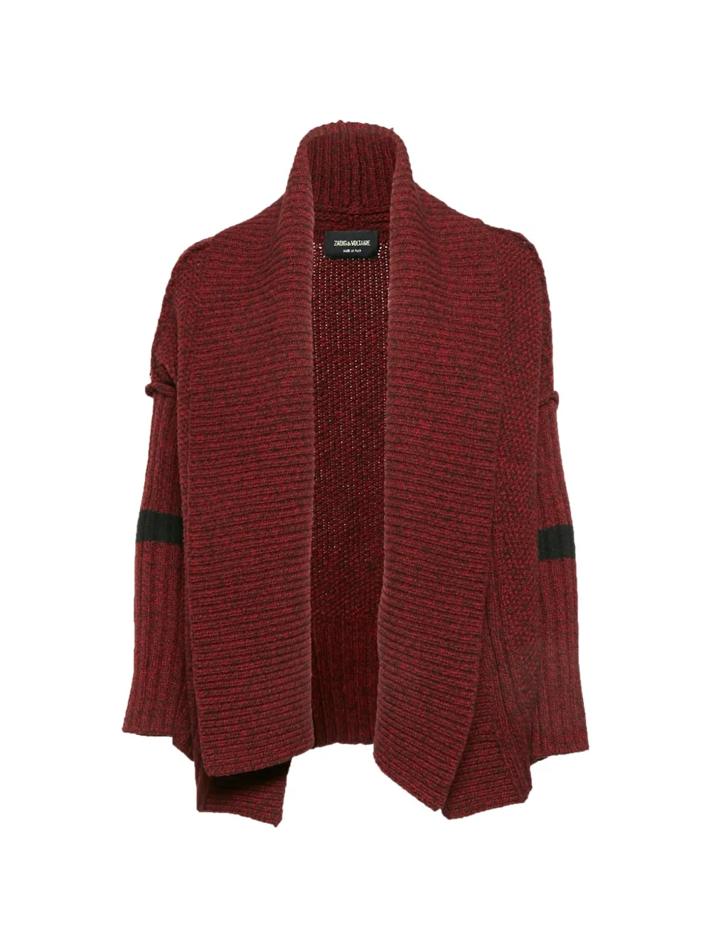 Pre-owned Zadig & Voltaire Rib-knit Shawl-collar Cardigan In Red