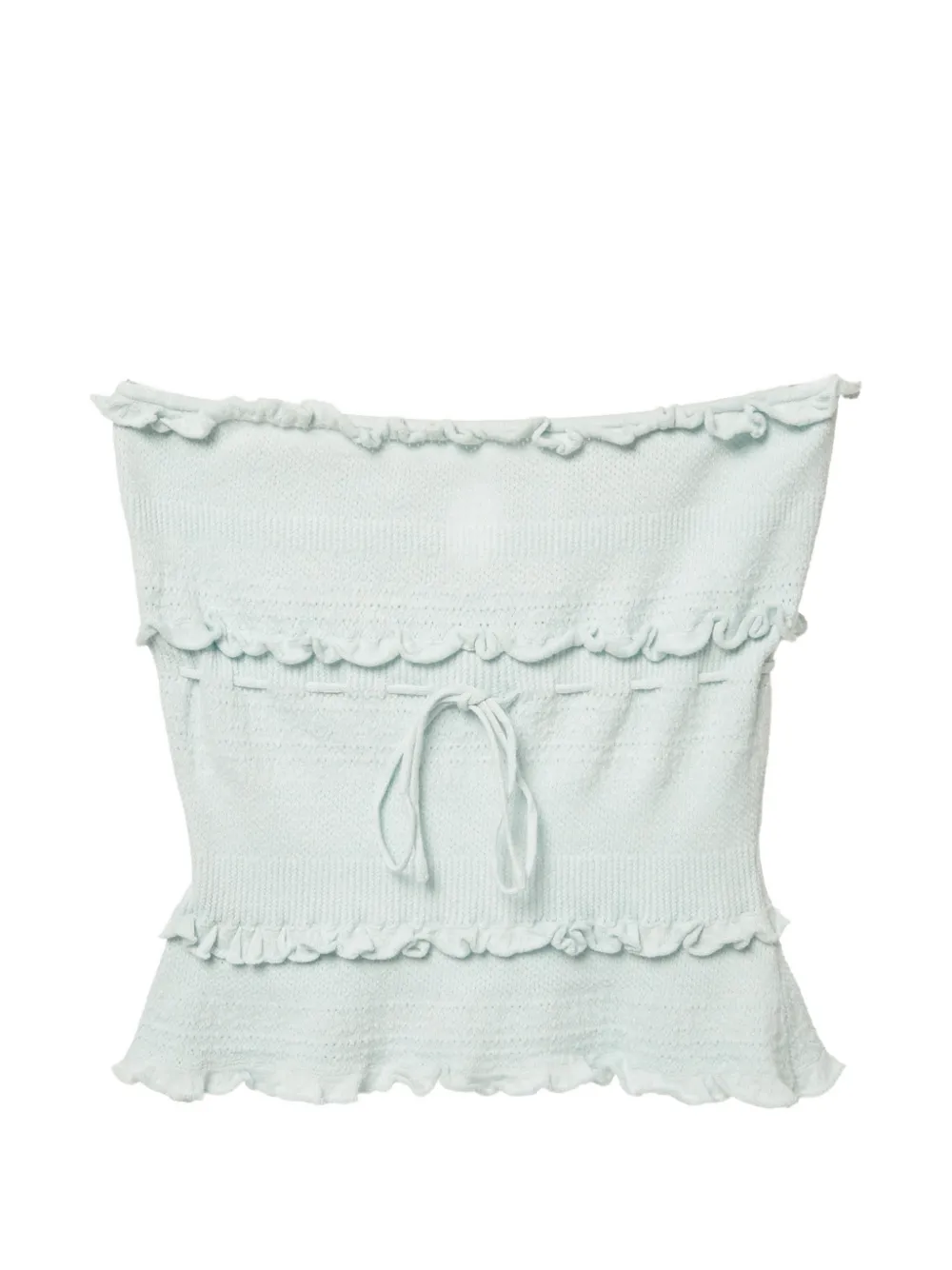 Pre-owned Danielle Guizio Ruffle-trim Drawstring Tube Top In Blue