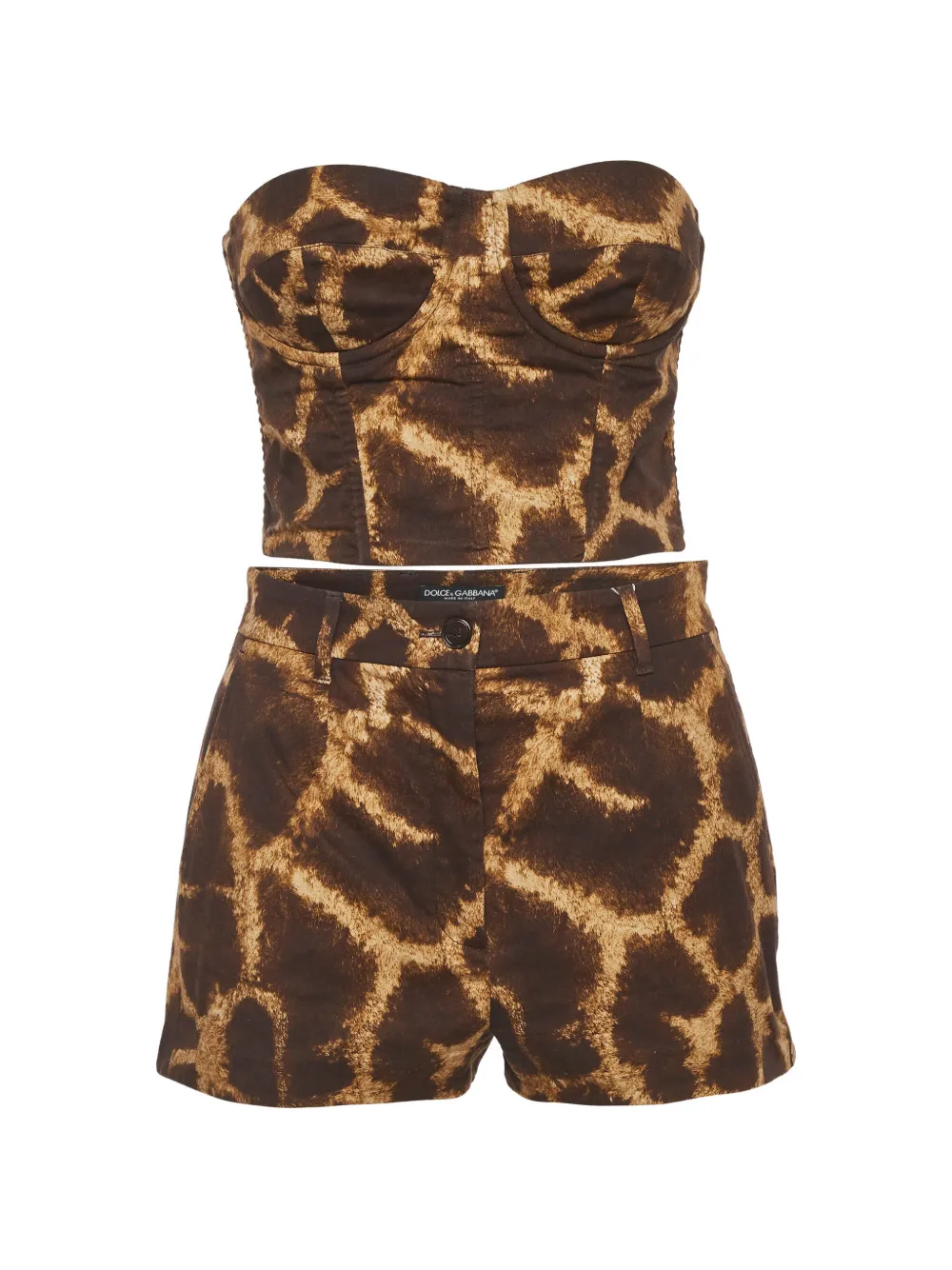 Dolce & Gabbana Pre-Owned giraffe-print shorts set - Marrone