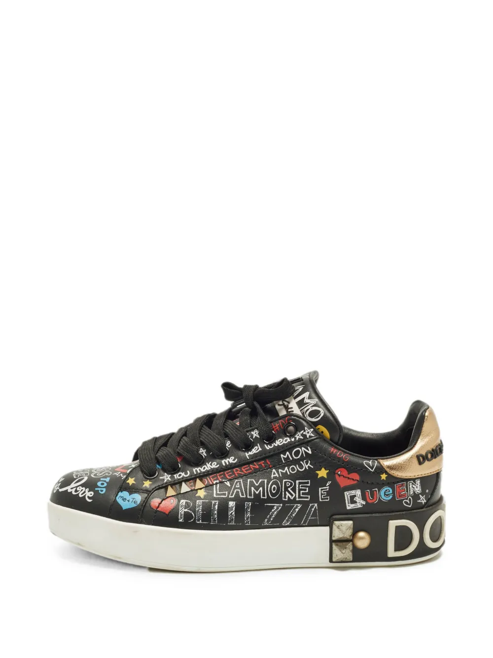 Dolce & Gabbana Pre-Owned Portofino graffiti-print sneakers - Nero