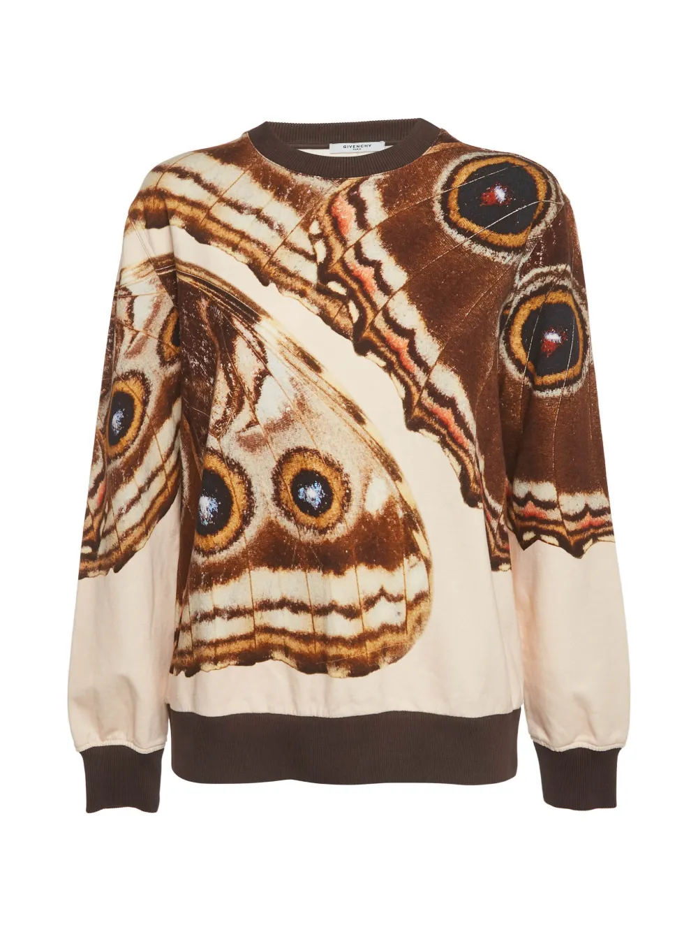 Givenchy Pre-Owned butterfly-print crew-neck hoodie - Toni neutri