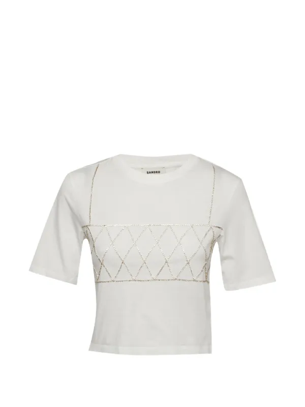 SANDRO ビジュートリム Tシャツ | ホワイト | FARFETCH JP