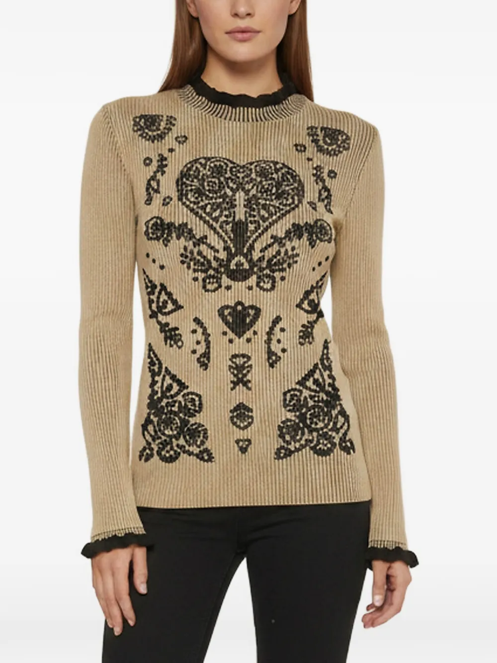 Red Valentino Vintage heart-detail rib-knit sweater - Toni neutri