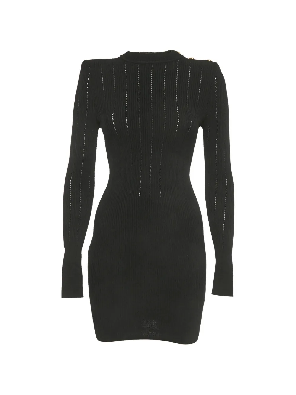 Balmain Pre-Owned long-sleeved ribbed mini dress - Nero