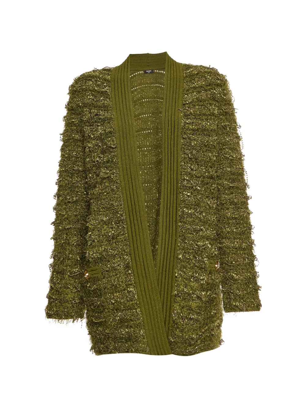 Balmain Pre-Owned longline tweed cardigan - Grün