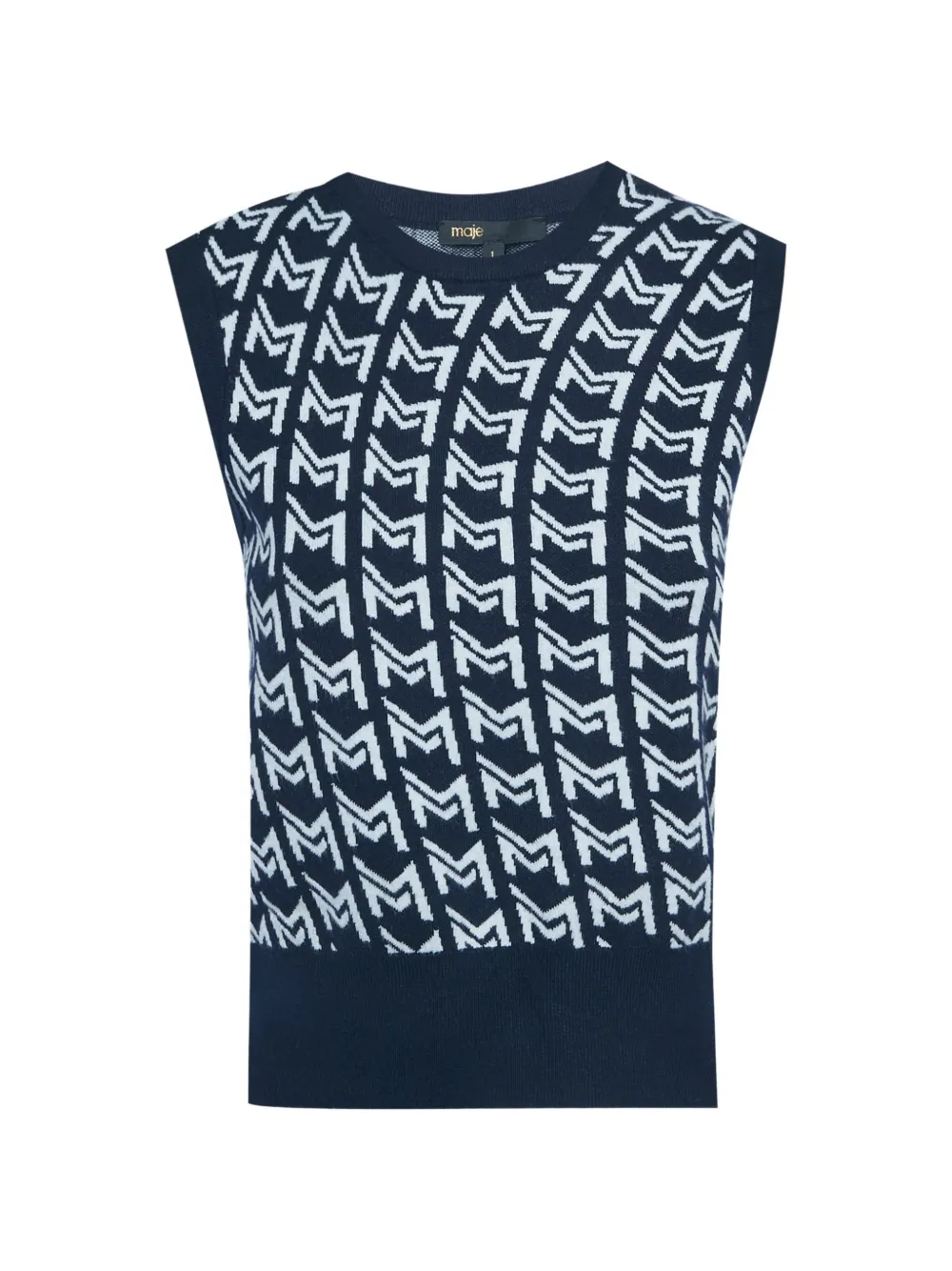 Maje monogram-jacquard sleeveless sweater - Blau