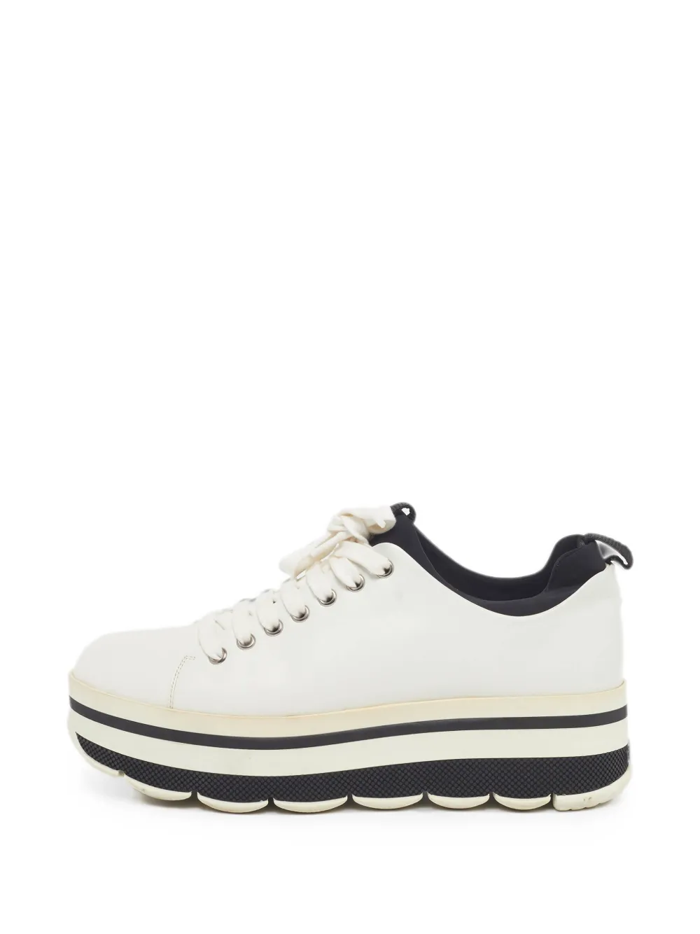 Prada Pre-Owned Sneakers con suola rialzata e lacci - Bianco