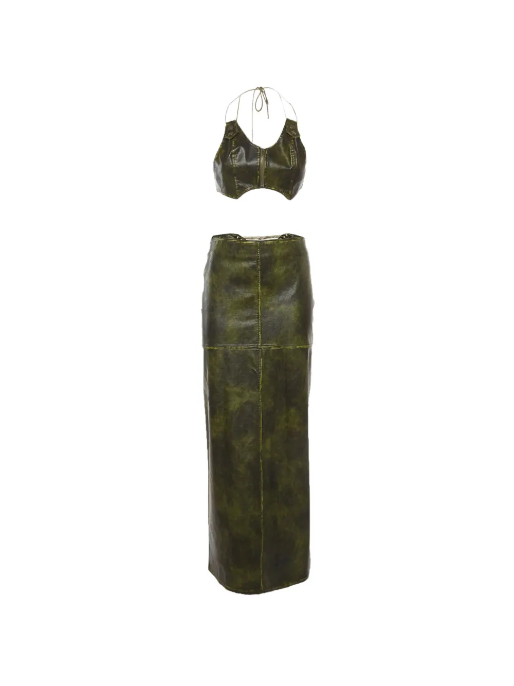 424 Lace-up maxi skirt set - Verde