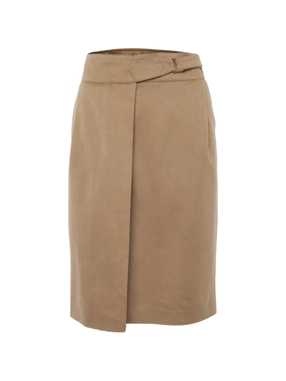 Max Mara buckle-detail wrap wool mini skirt - Marrone