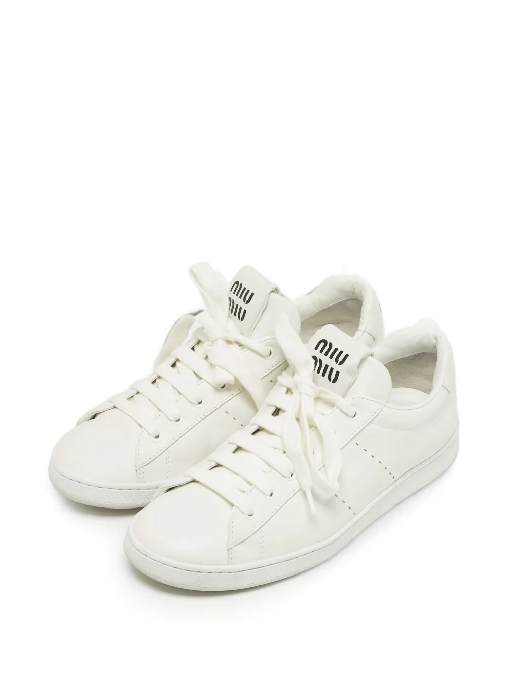 Miu Miu Pre-Owned leather low-top sneakers - Weiß
