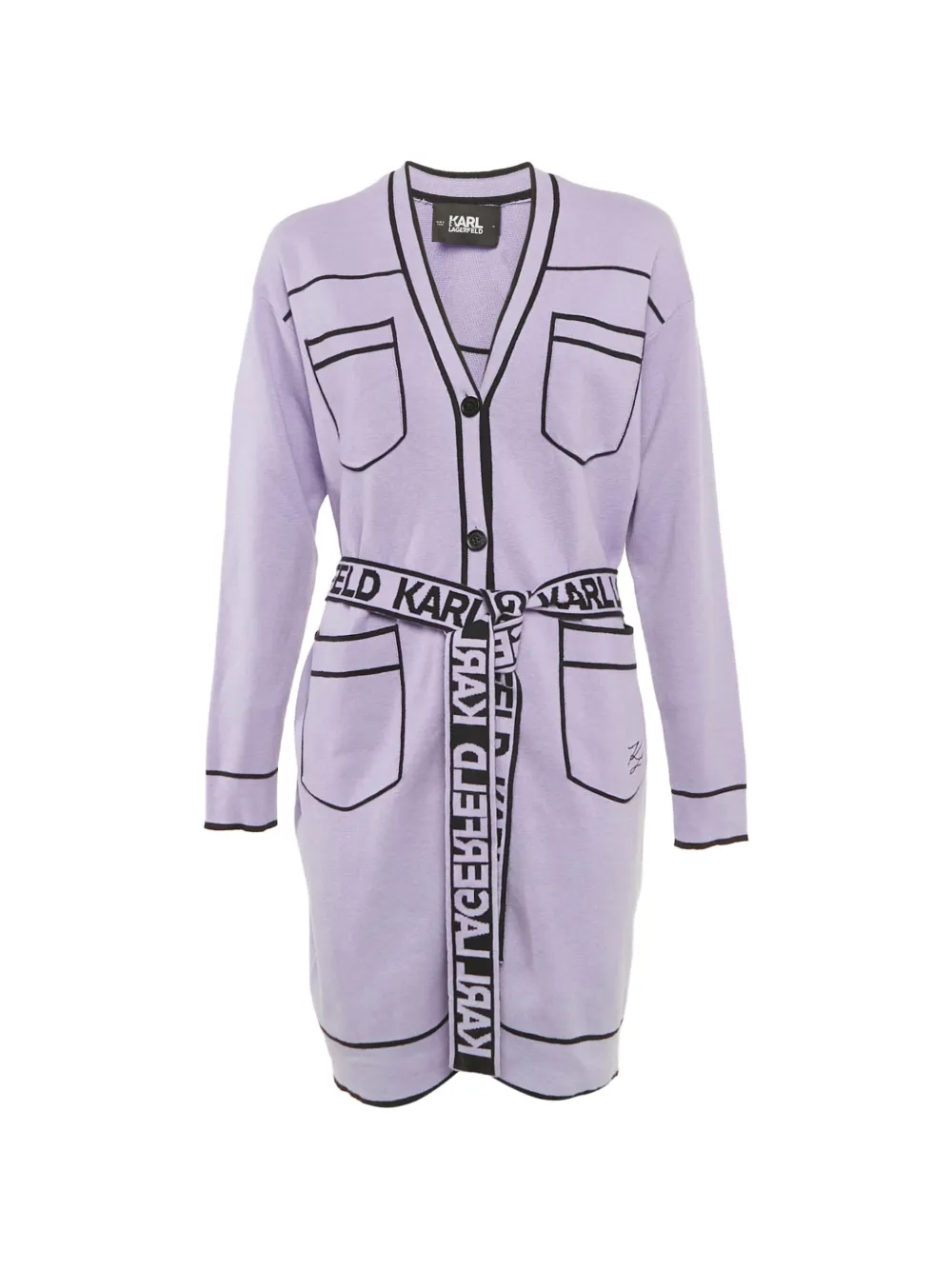 Karl Lagerfeld logo-print belted cardigan - Viola