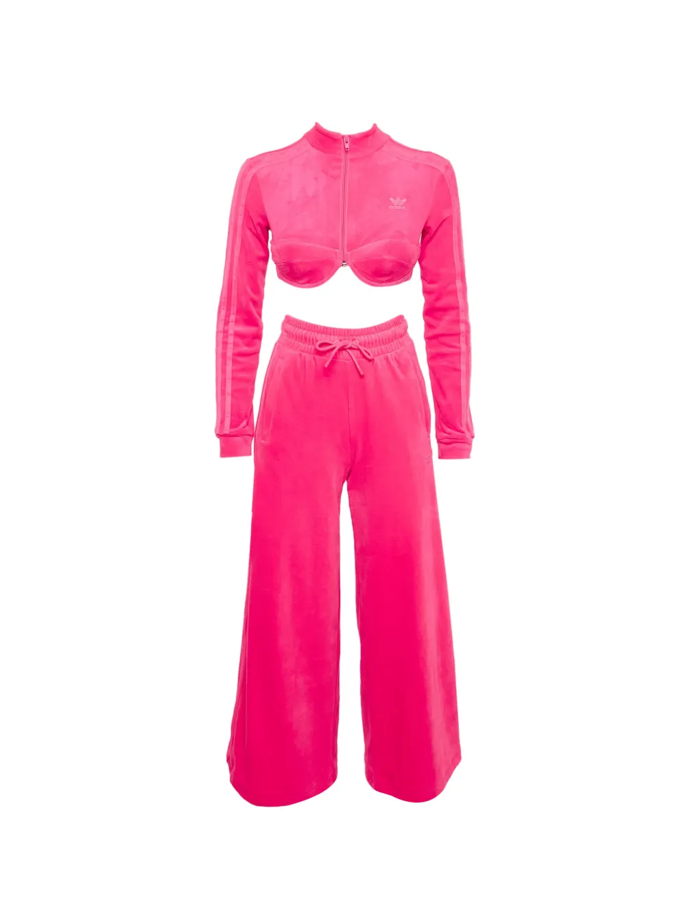 adidas x Jeremy Scott velvet-texture tracksuit - Rosa