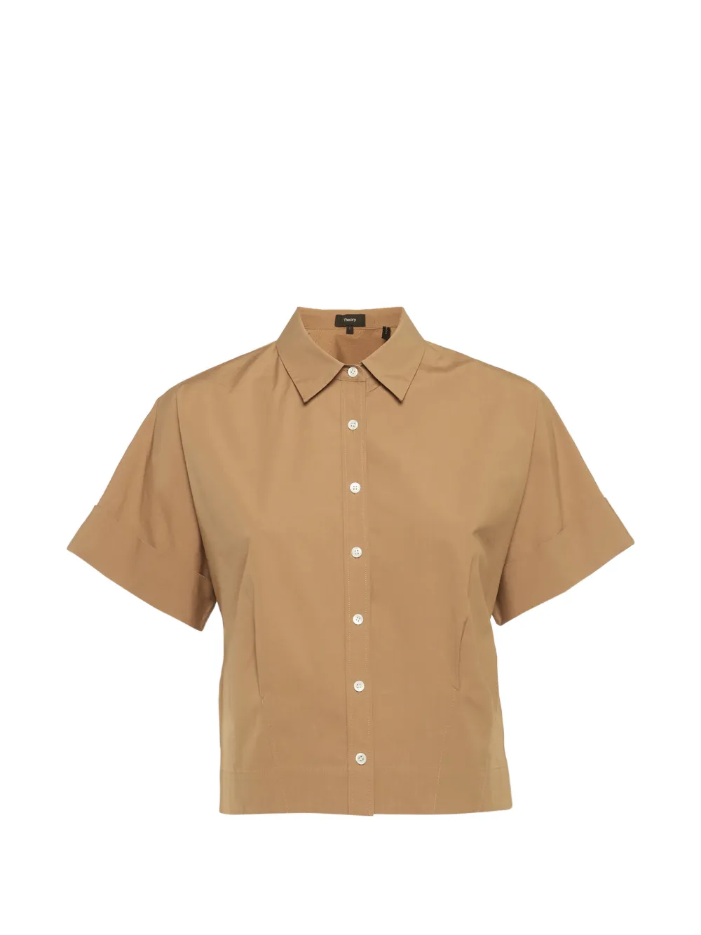 Pre-owned Theory Cropped Short-sleeve Shirt In Neutral