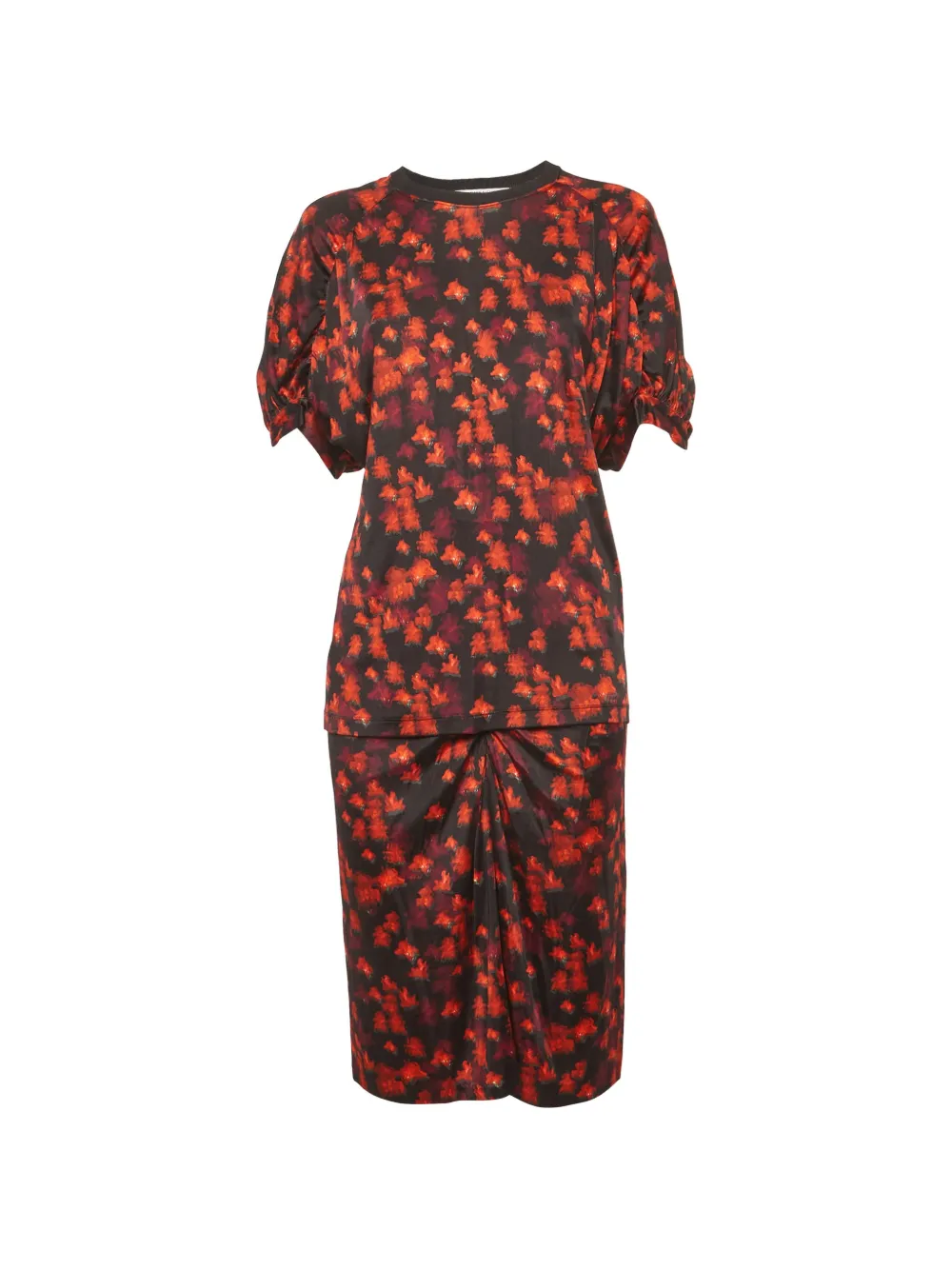 Givenchy Pre-Owned floral-print puff-sleeves midi skirt set - Nero