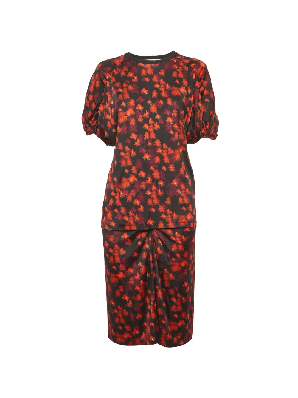 Givenchy Pre-Owned floral-print puff-sleeves midi skirt set - Nero