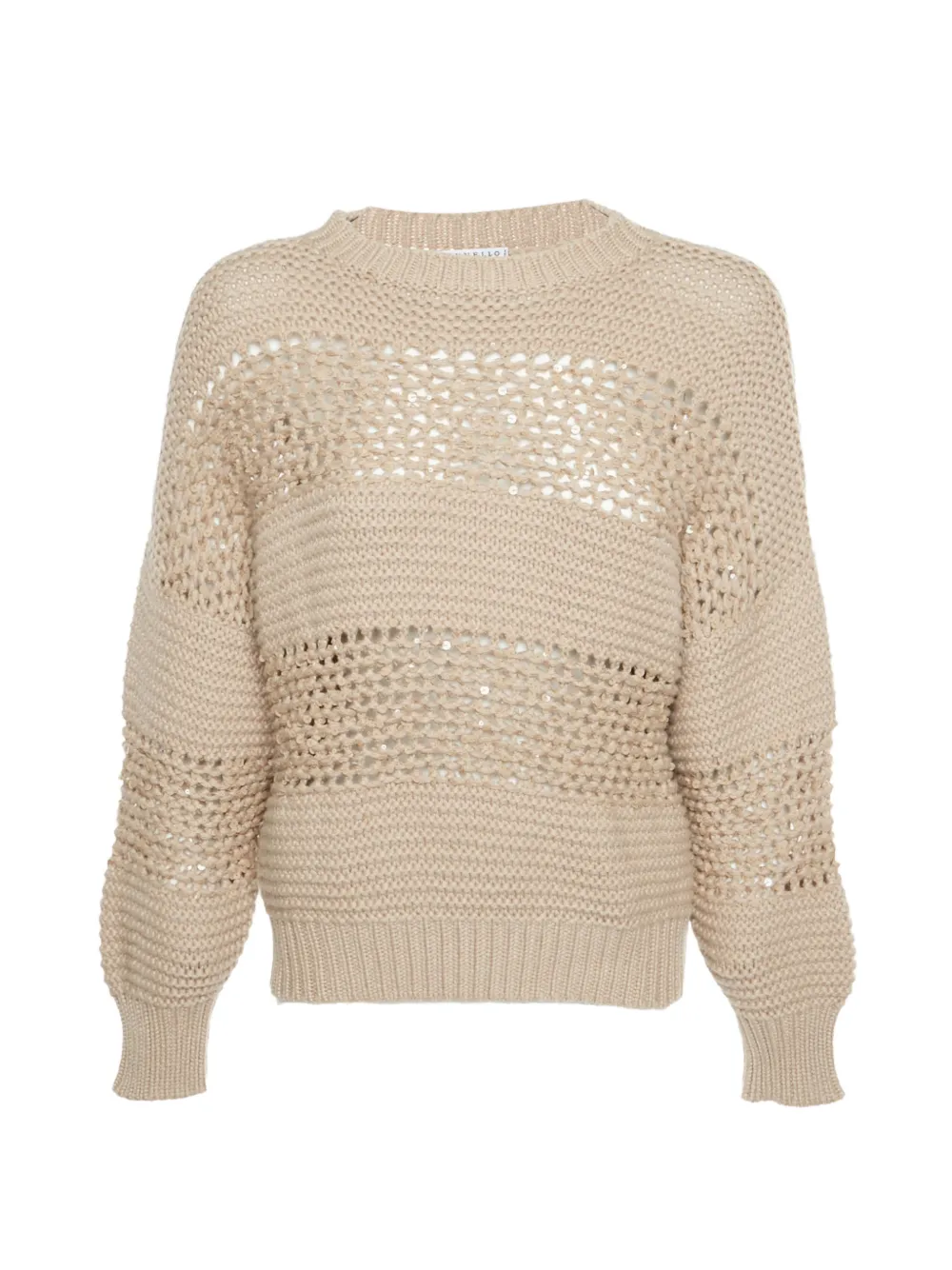 Brunello Cucinelli open-knit sequin sweater - Nude