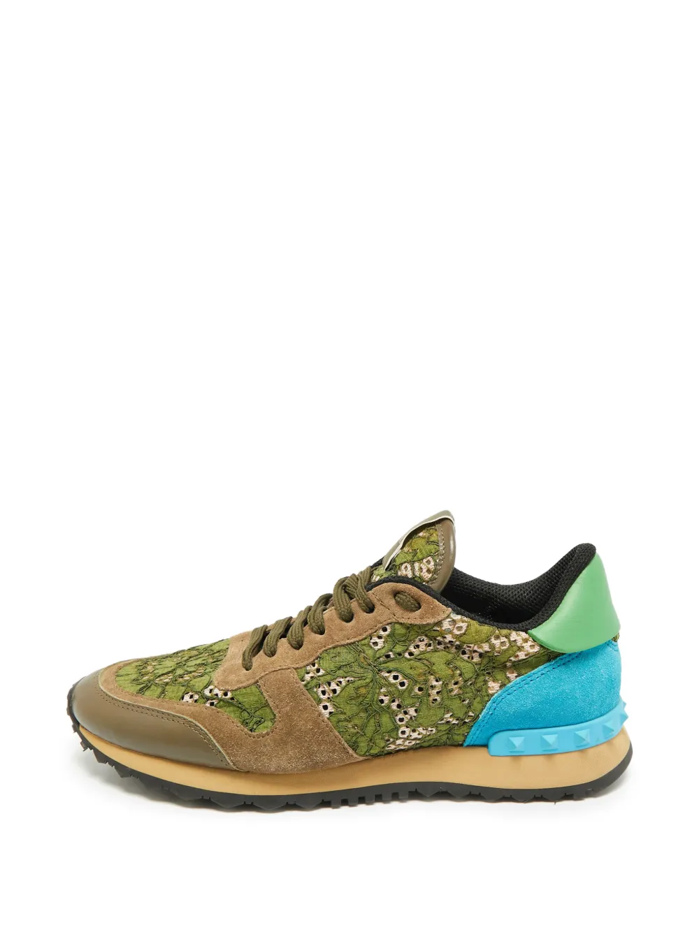 Valentino Garavani Pre-Owned Rockstud lace low top sneakers - Verde