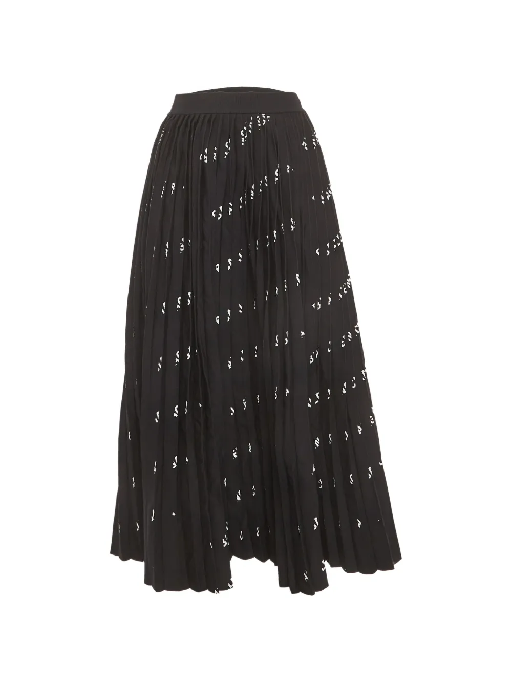 Balenciaga Pre-Owned logo-print pleated midi skirt - Nero