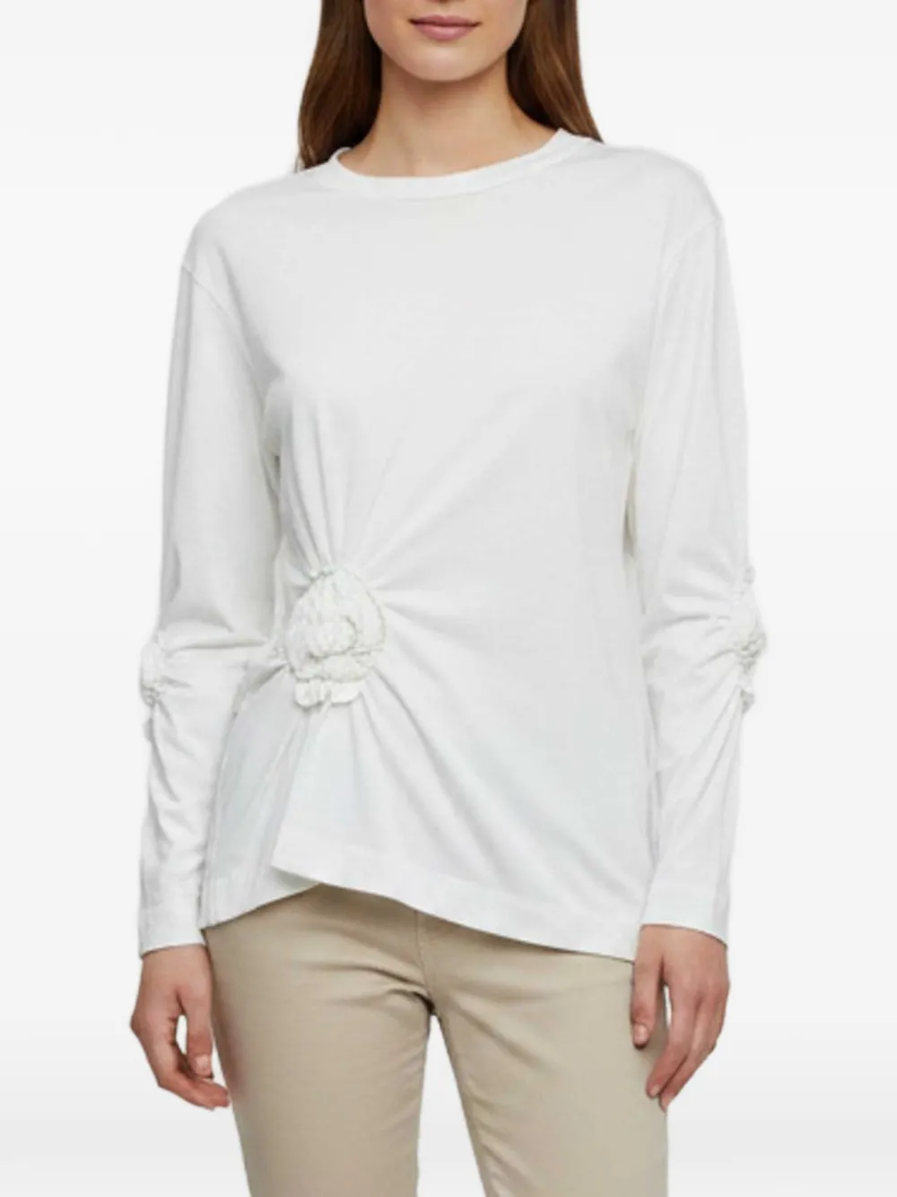 Pre-owned Dolce & Gabbana Floral Appliqué T-shirt In White