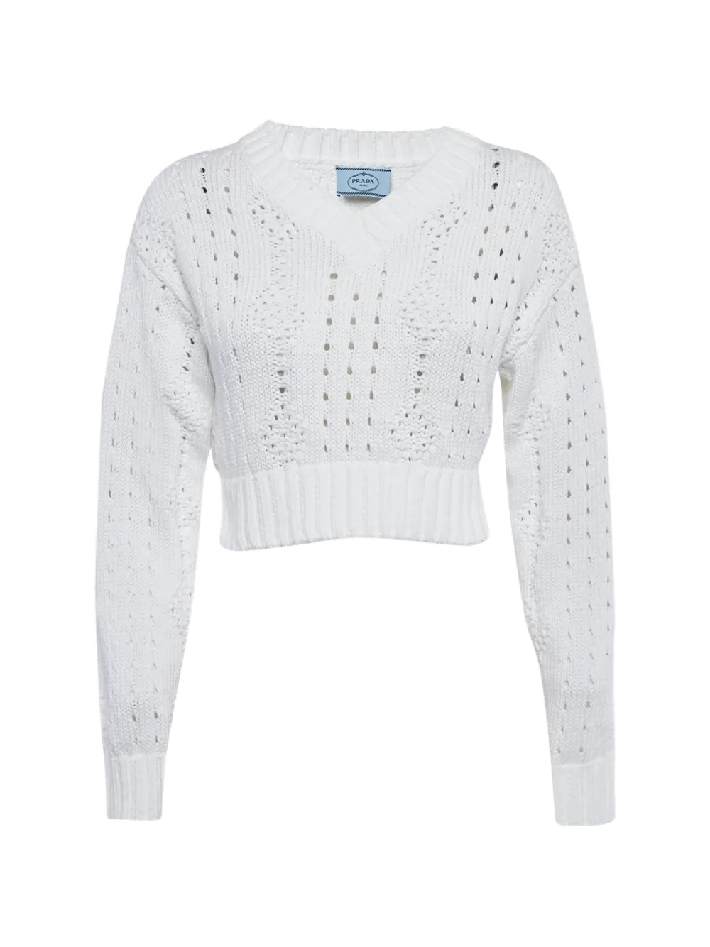 Prada Pre-Owned Maglione traforato con scollo a V - Bianco
