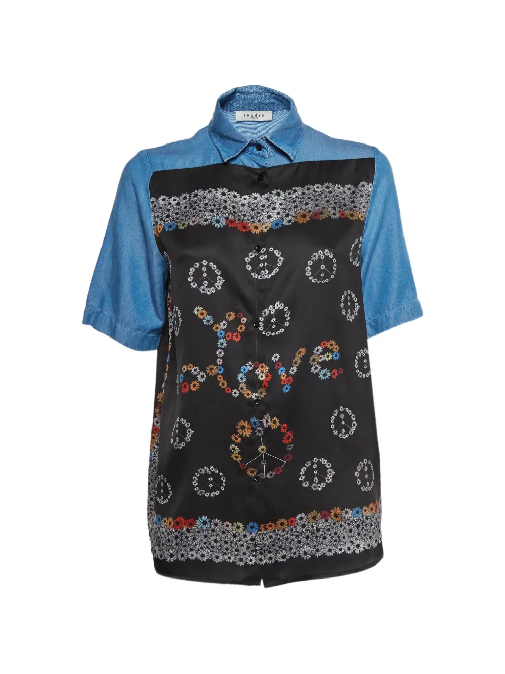 SANDRO printed chambray shirt - Nero