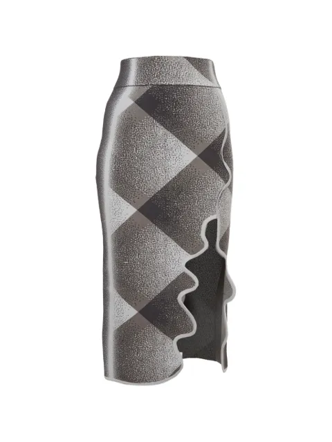 424 plaid curvy-slit midi skirt