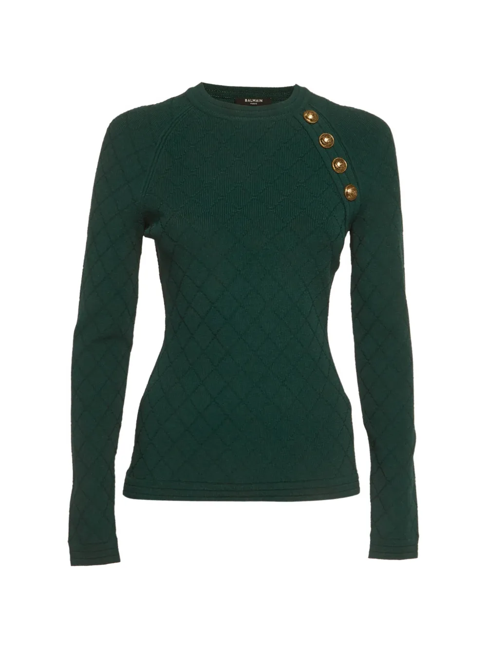 Balmain Pre-Owned textured-knit button-detail sweater - Grün