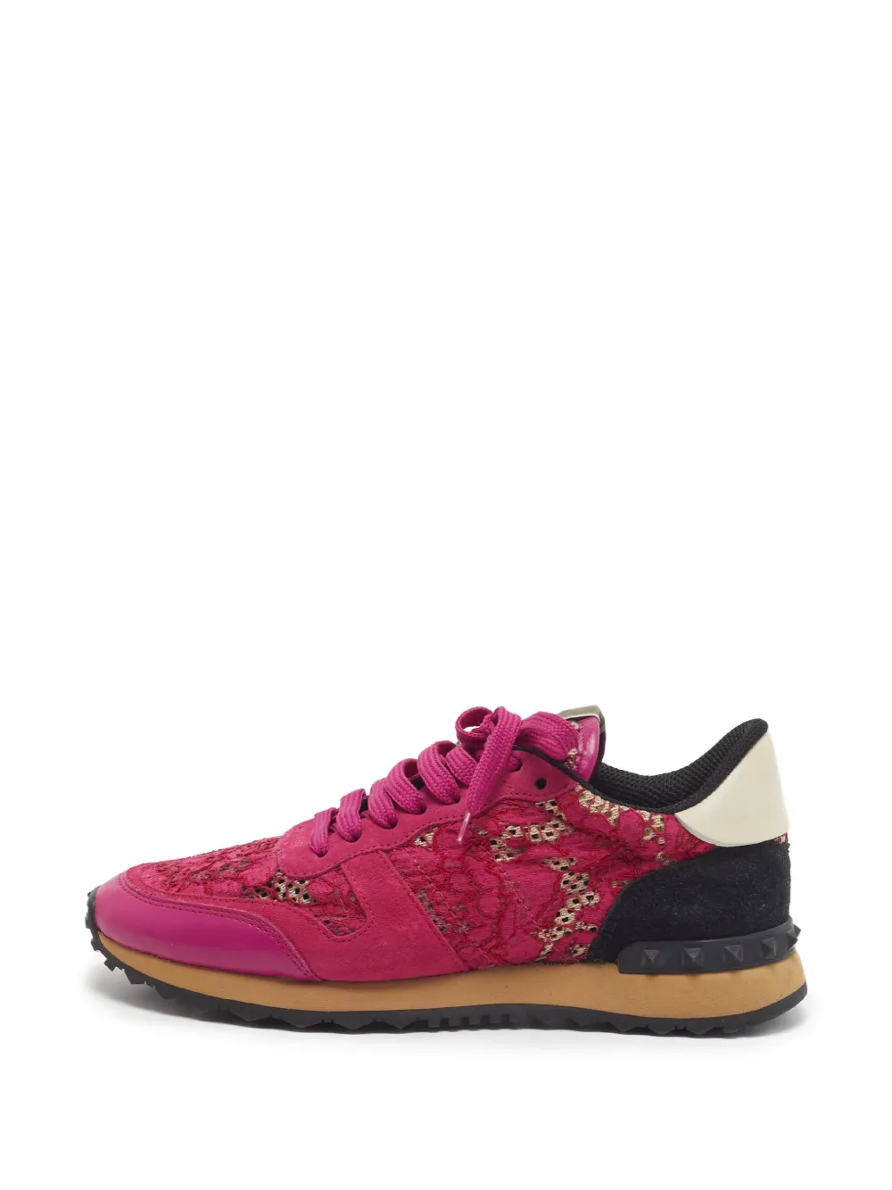 Valentino Garavani Pre-Owned flower-lace sneakers - Rosa
