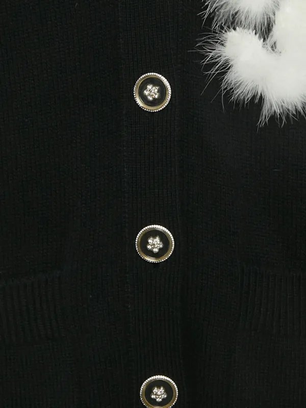 CHANEL Pre-Owned ココマーク フェザーカーディガン | ブラック