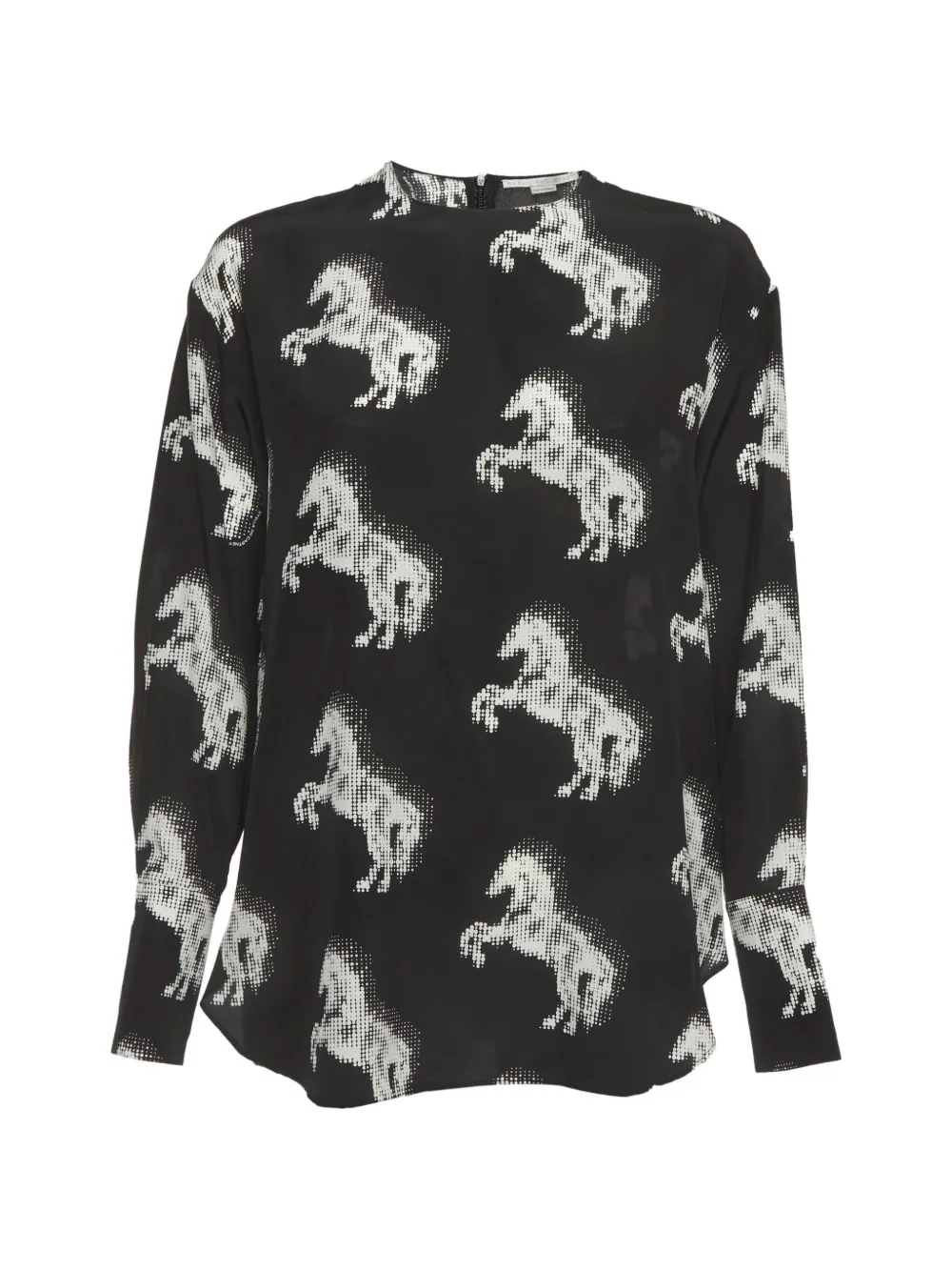 Stella McCartney Pre-Owned horse-print silk blouse - Nero