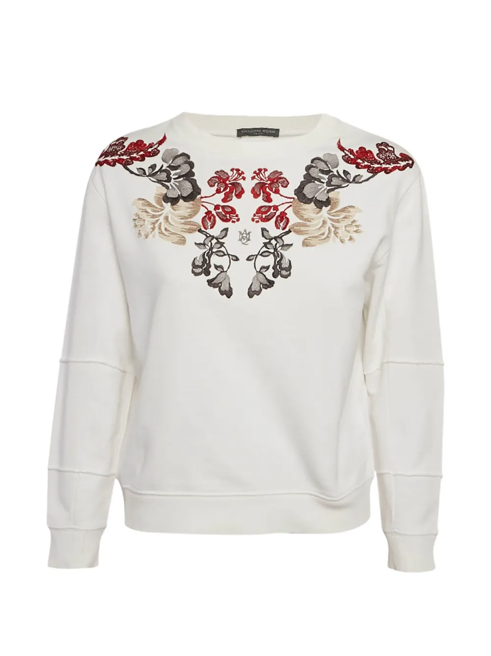 Alexander McQueen Pre-Owned floral-embroidered sweatshirt - Neutrals