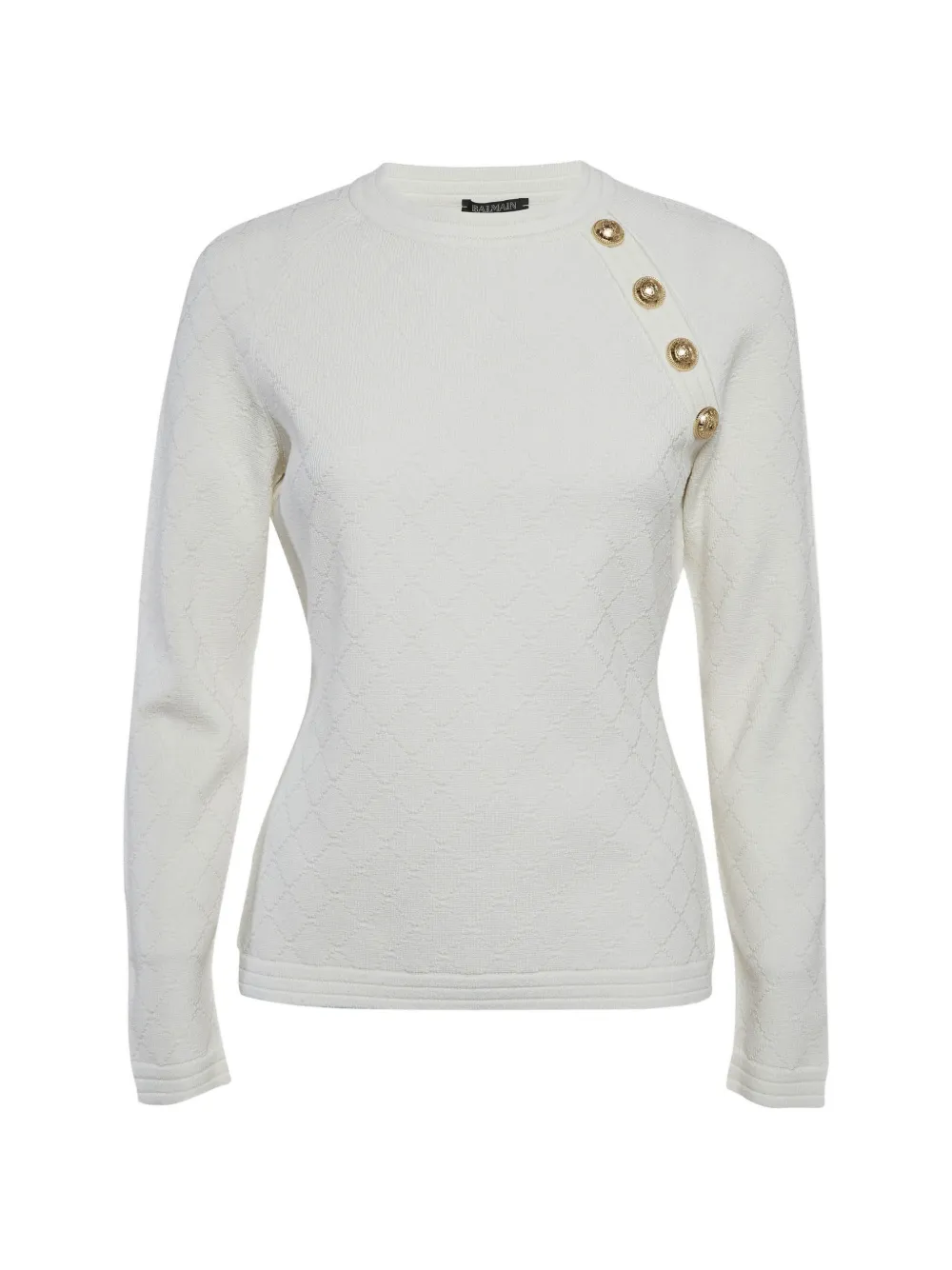 Balmain Pre-Owned button-detail diamond-pattern sweater - Weiß