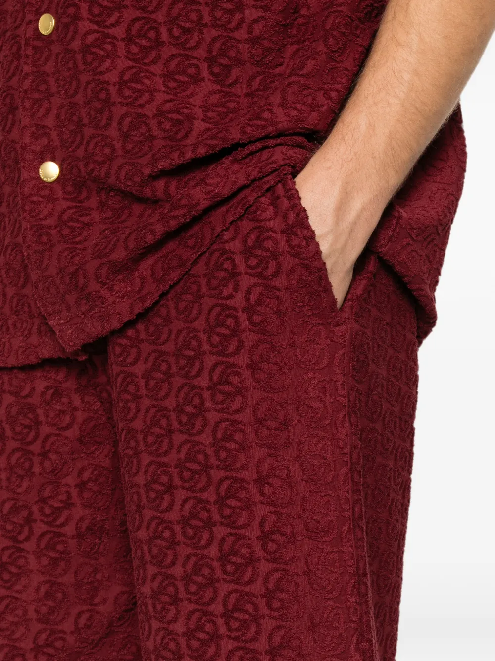 Drôle De Monsieur Trainingsbroek met trekkoord en logo-jacquard Rood