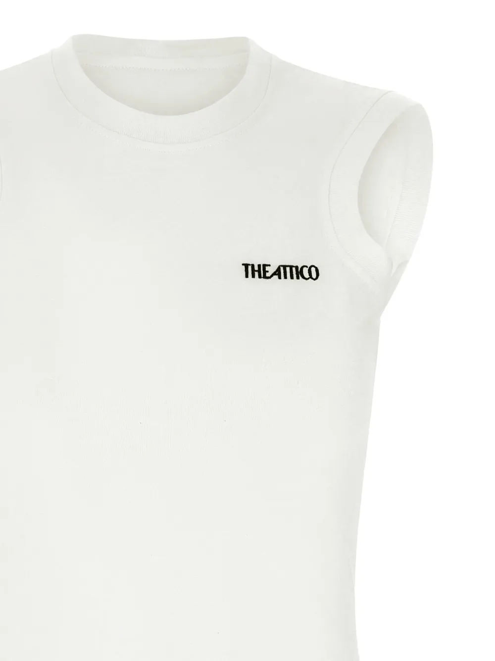 The Attico Logo-embroidered T-shirt in Neutrals, view 4
