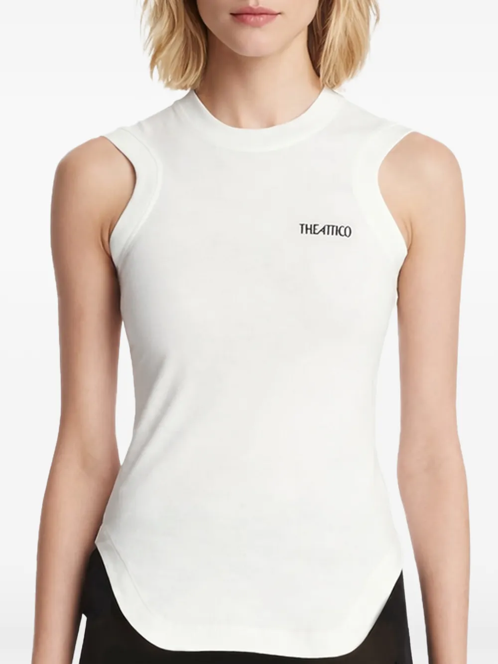 The Attico Logo-embroidered T-shirt in Neutrals, view 2