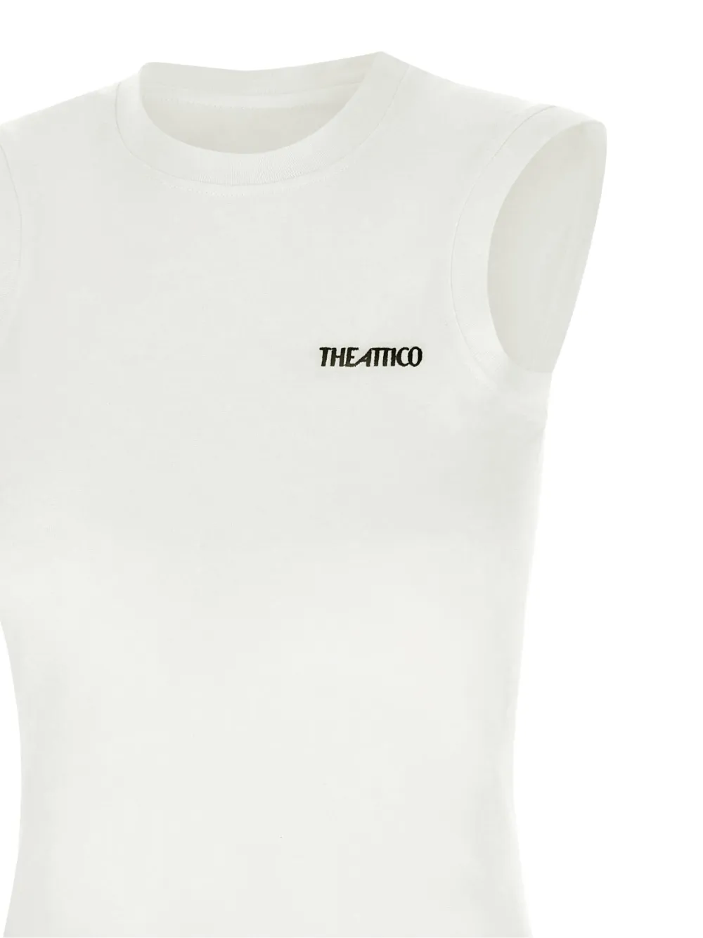 The Attico Logo-embroidered T-shirt in Neutrals, view 5