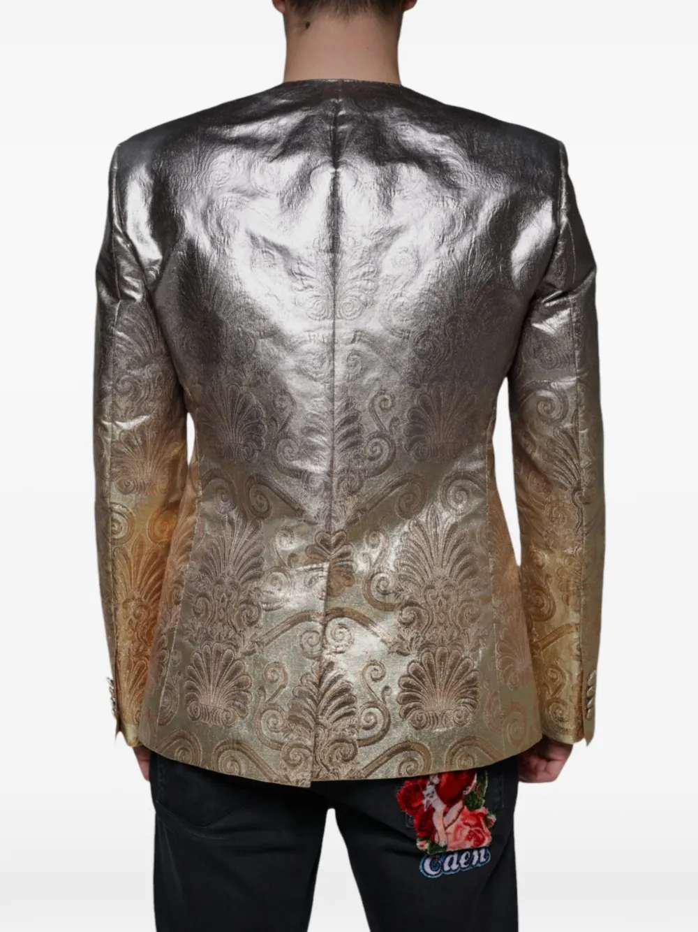 Dolce & Gabbana Blazer met enkele rij knopen en jacquard Goud