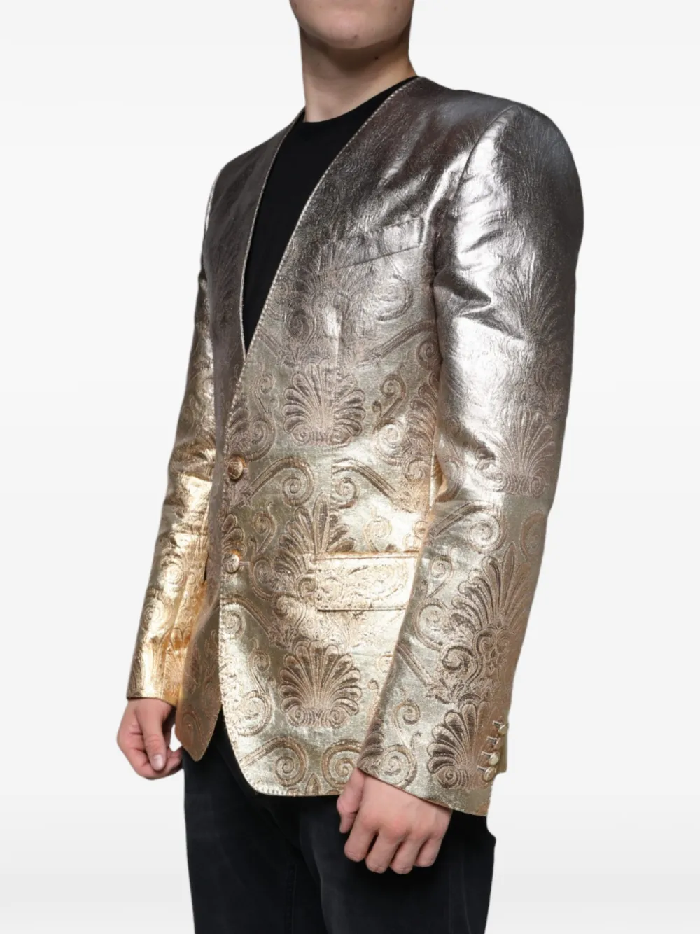 Dolce & Gabbana Blazer met enkele rij knopen en jacquard Goud