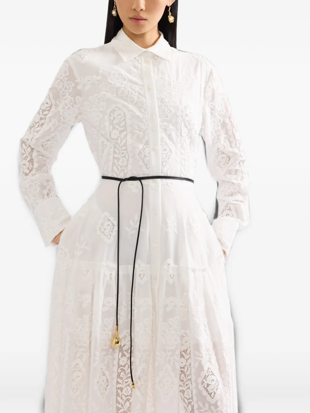 ERDEM Flora multi-strand leather belt - Schwarz