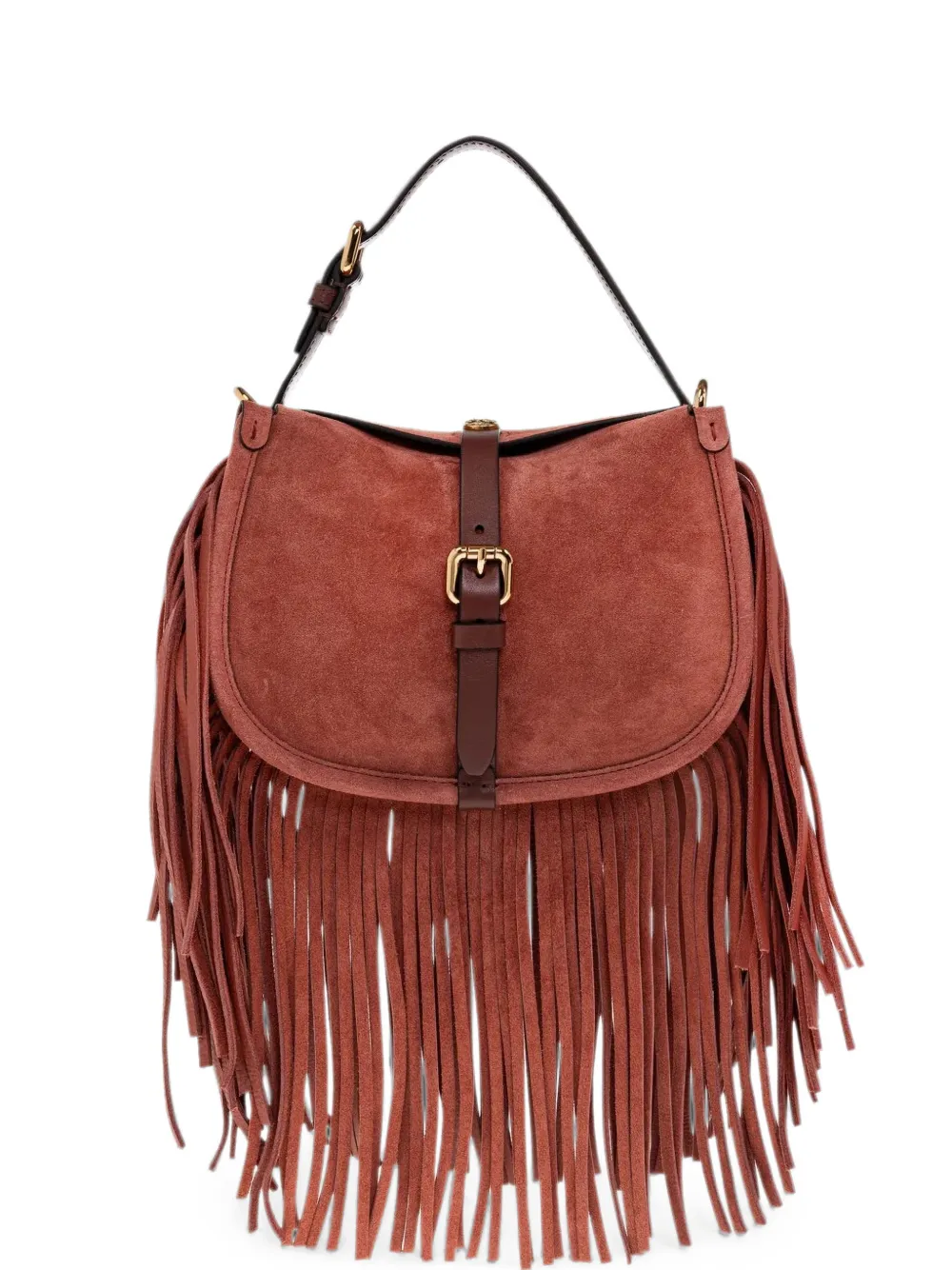 ETRO medium fringe-trimmed buckle-fastening shoulder bag - Rot