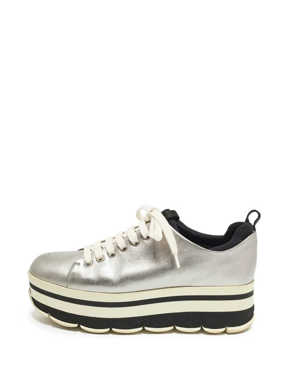 Prada Pre-Owned platform lace-up sneakers - Argento