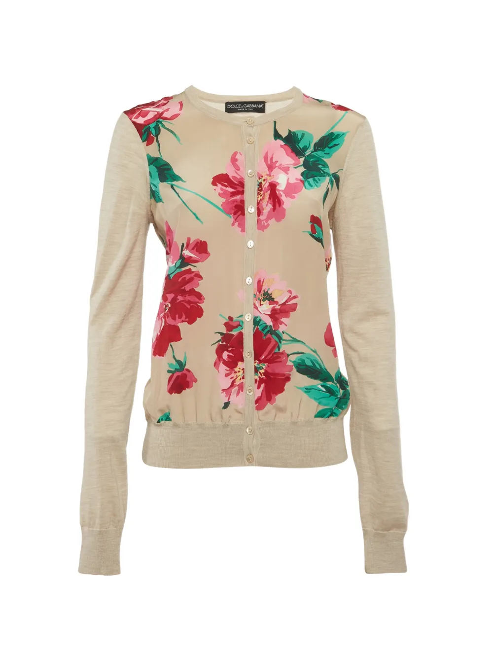 Dolce & Gabbana Pre-Owned floral-print silk-panelled cardigan - Toni neutri