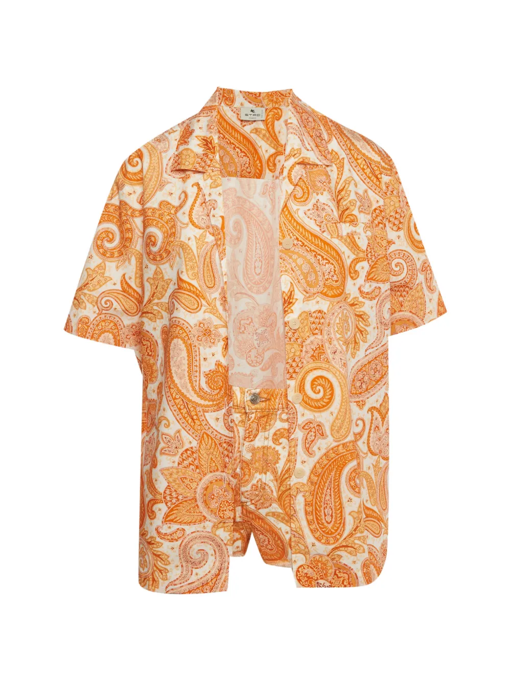 Etro Pre-Owned paisley-print cotton shirt and shorts set - Arancione